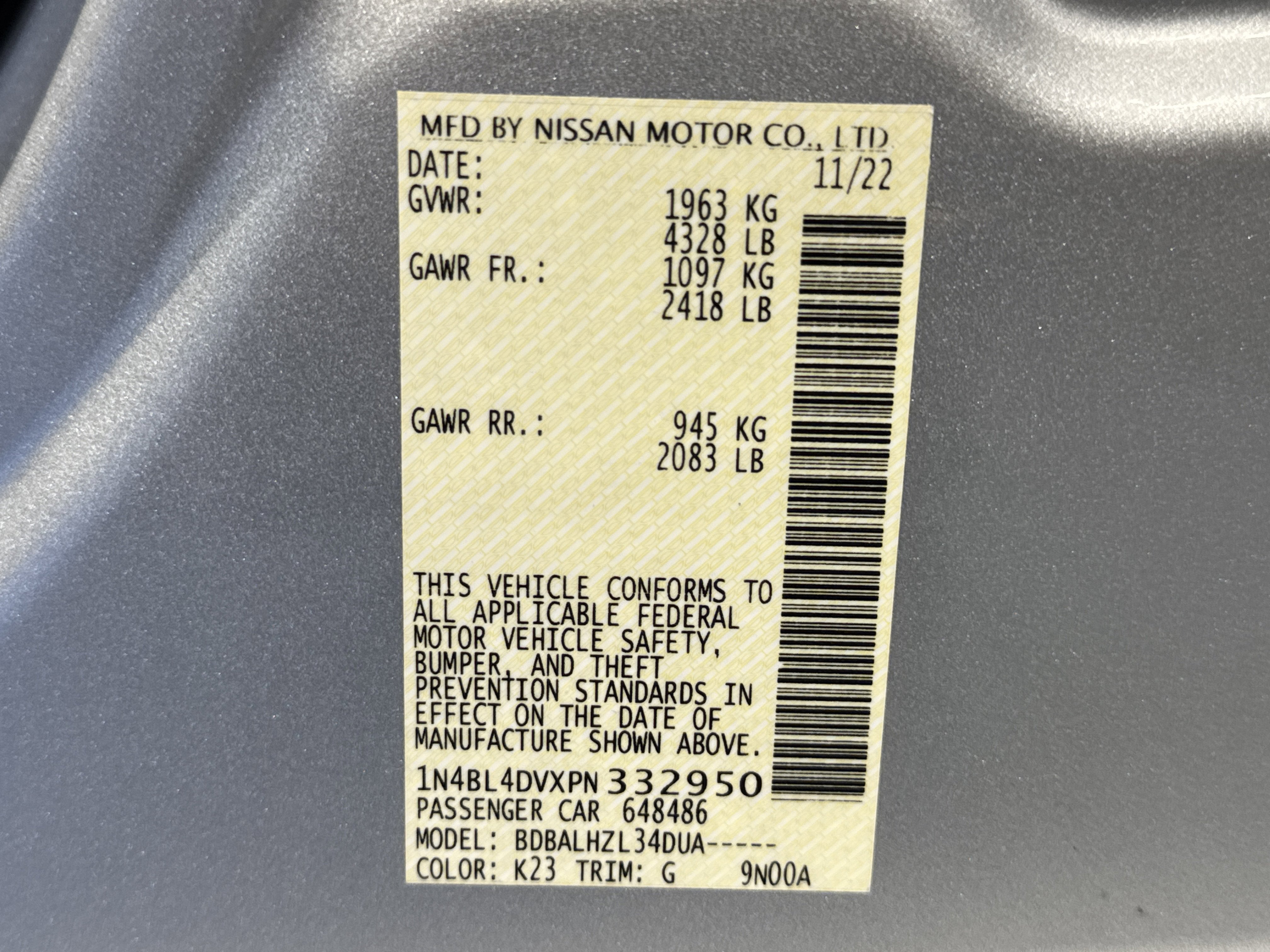 2023 Nissan Altima 2.5 SV