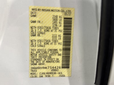 2017 Nissan Frontier PRO-4X W/LUXURY PACKAGE