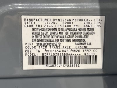 2025 Nissan Sentra SV W/All Weather Package