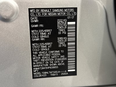 2017 Nissan Rogue SV W/Premium Package